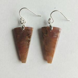 Seam Agate Gemstone Earrings with 925 Sterling Silver Findings